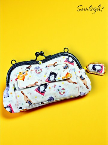 日光小巷手做可愛貓咪日常口金包長夾斜背包手拿包,筆袋