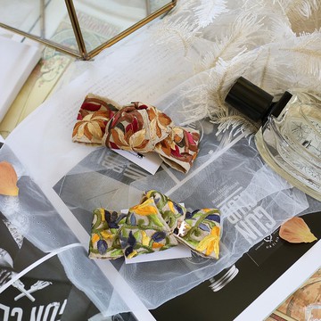 印度刺繡絲帶髮夾結