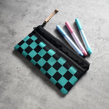 旅行防水雙層筆袋/長收納袋-棋盤格