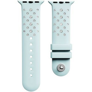 SWAROVSKI 施華洛世奇 Apple Watch 水晶矽膠錶帶 40/41mm適用 七夕寵愛季 送禮推薦-水藍色 (不含手錶)