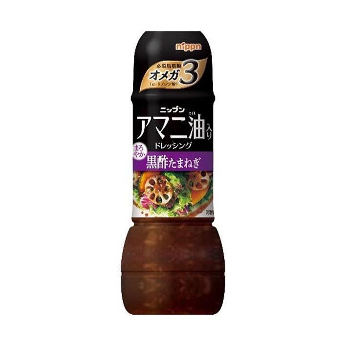 ニップン アマニ油入りドレッシング 黒酢たまねぎ 300mL×12本入｜ 送料無料