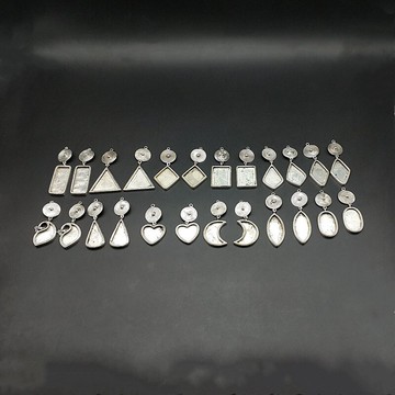 民族手工飾品苗銀diy耳環底托空托配件 鑲嵌繡片多款流蘇耳環托