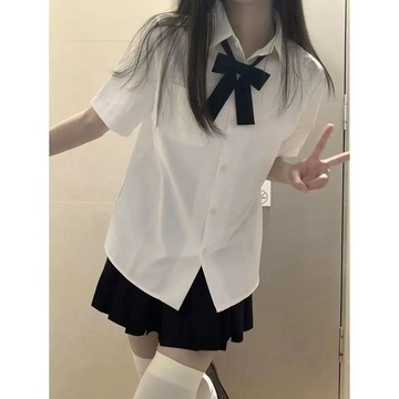 【砂糖夢境】日系jk制服襯衫短袖基礎款顯瘦百搭學院風夏季新款班服百褶裙套裝