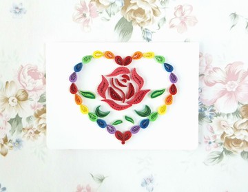 手作捲紙卡片-i love you everyday 繽紛玫瑰情人卡 萬用卡