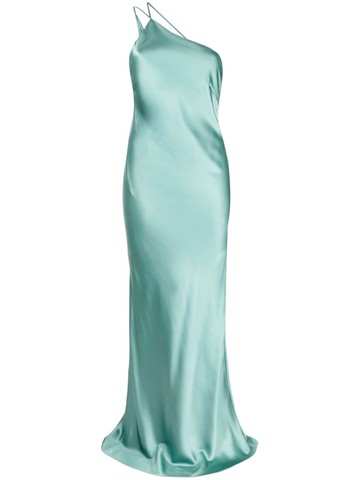 Michelle Mason - one-shoulder bias gown - women - Silk - 10 - Green