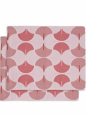 La DoubleJ - set of 2 geometric-print table mats - unisex - Linen/Flax - One Size - White
