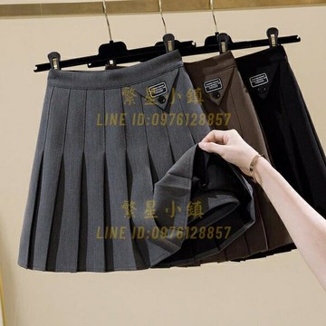 百褶裙女夏季高腰顯瘦學院風A字短裙西裝半身裙【繁星小鎮】