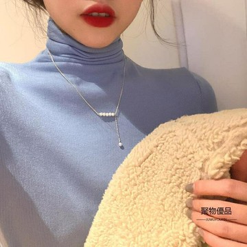 項練 通體925純銀珍珠項錬輕奢小眾設計感早春鎖骨錬女頸錬