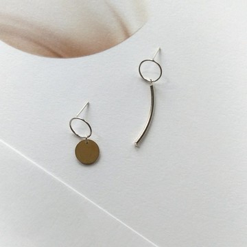 se018望月-純銀黃銅耳環