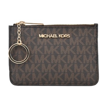 MICHAEL KORS JET SET滿版卡片夾層鑰匙零錢包-咖35H9GTVP1B-54BR