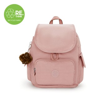 『猴子包』珊瑚粉拉鍊掀蓋後背包-CITY PACK S