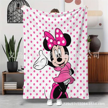 跨境卡通米妮毛毯法蘭絨毛毯空調午睡蓋毯沙發露營旅行卡通毛毯