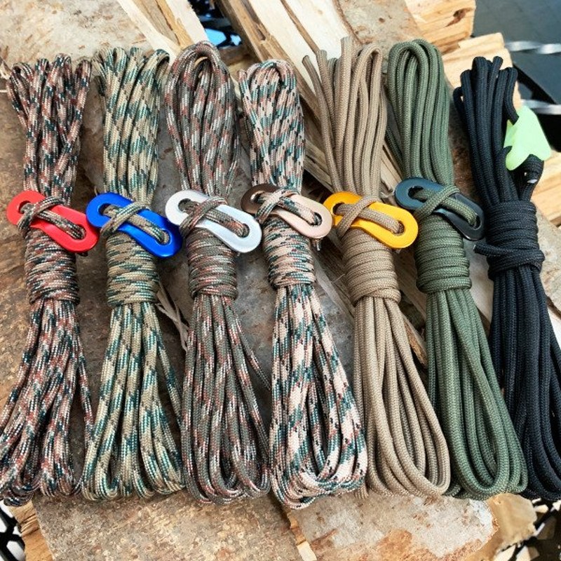 反射パラコード 7芯4mm 30m 1本と自在金具セット