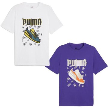 Puma 短袖上衣 男裝 Sneaker 棉 歐規 白/紫【運動世界】68320902/68320927