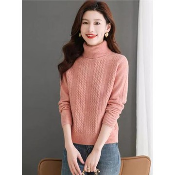 高領毛衣女款2025新款寬松加厚小個子針織衫內搭兩翻領羊毛打底衫
