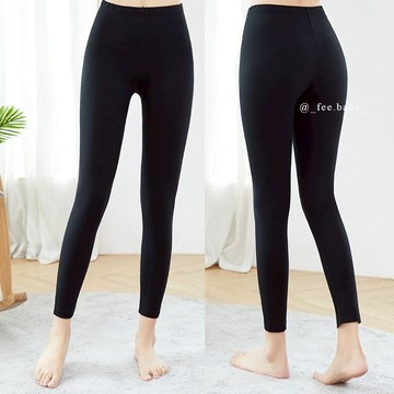 【Fee隔日到貨單色】彈力鬆緊內刷毛發熱保暖緊身褲🔥秋冬加絨內搭褲 彈力褲子 素面打底褲 棉褲 素色九分褲 保暖褲