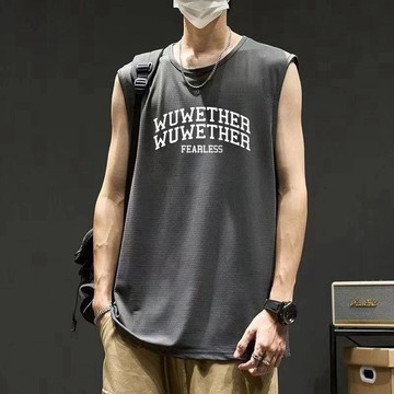 背心上衣服2025年新款夏季情侶款印花無袖t恤男圓領百搭透氣冰絲大尺寸背心男生 男背心 背心男 男生背心 排汗背心