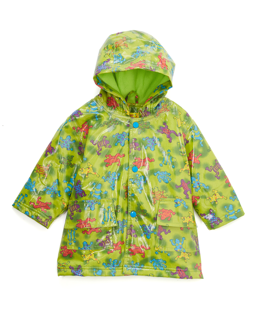 Pluie Pluie Boys' Rain Coats GREEN - Green Frog Fleece-Lined Raincoat - Boys