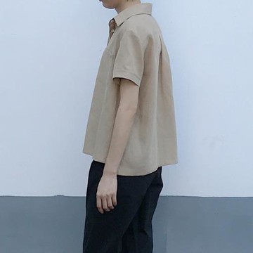 夏季卡其色日系襯衫古著感短袖