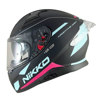 【透明鴨尾】Nikko N812 #1 進化觸發者 消光黑藍粉  全罩式安全帽