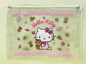 【震撼精品百貨】凱蒂貓_Hello Kitty~日本SANRIO三麗鷗 KITTY 透明拉鍊收納袋/化妝袋-熊#04501