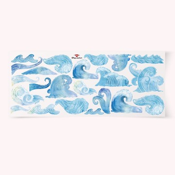 波浪透明霧面貼紙，2 張