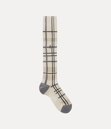 Vivienne Westwood Tartan High Sock Tartan Beige 6-8 Unisex
