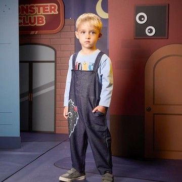 怪獸俱樂部牛仔藍吊帶褲 (吸濕排汗)