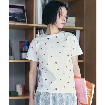 FREAK'S STORE 有機棉 花朵圖案印花T恤 / 緊身 短袖T恤