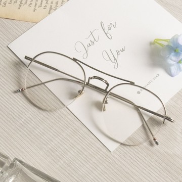 目光繾綣復古圓框平光鏡【G1718】-銀框