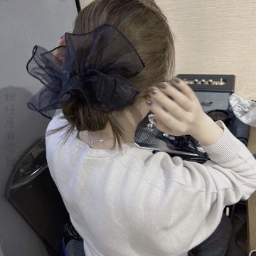 🔥3件8折🍊臺北出貨🍊可開發票韓系早春新款歐根紗木耳邊髮圈氣質百搭扎馬尾頭繩髮飾髮圈