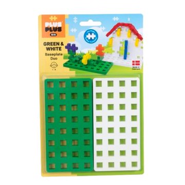 【丹麥Plus Plus】BIG 大顆粒-創作底板2入組(綠.白)｜加加積木