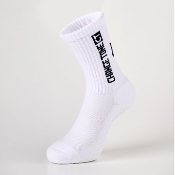 抓地者抗菌運動機能襪/白(M、L)-MIT抗菌運動中筒襪