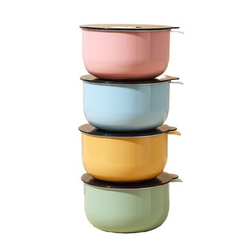 316不鏽鋼粉彩帶蓋雙層碗-11.5cm(顏色隨機) [大買家]