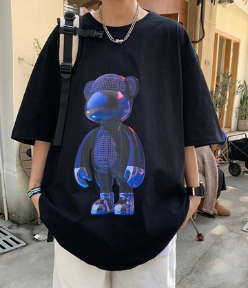 FINDSENSE X 韓潮 男士 街頭時尚 全棉 五分袖 猿猴印花 短袖T恤