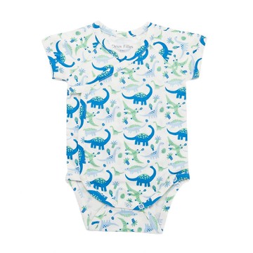 【Deux Filles有機棉】嬰兒短袖側開襟包屁衣/連身衣0~12M