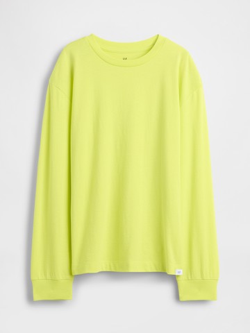 男童裝 純棉圓領長袖T恤-黃綠色