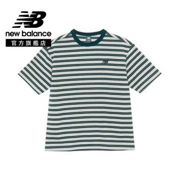 【New Balance】條紋寬鬆短袖上衣_男性_條紋綠_MT61H5D9AAV
