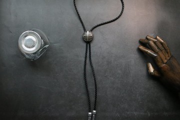 古银色十字章保罗领带西部牛仔领结领带bolotie