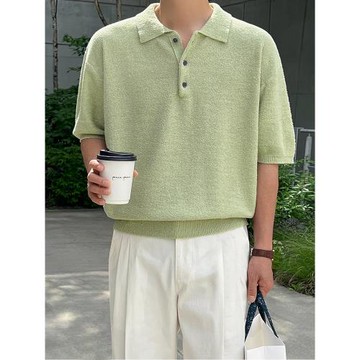 MRCYC簡約針織Polo衫短袖男士夏季寬松休閑半袖韓系老錢風翻領T恤