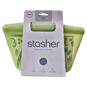 stasher 碗形矽膠密封袋 綠色 946ml  M  1個  1組