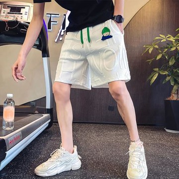 潮牌休閑短褲男士夏季薄款寬松百搭五分褲ins潮流外穿華夫格衛褲