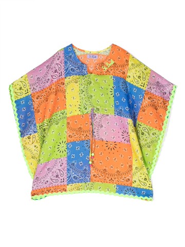 MC2 Saint Barth Kids - bandana-print linen blouse - kids - Linen/Flax - 10 yrs - Green