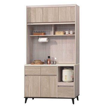 文創集 雅洛岩板4尺五門三抽拉盤高餐櫃組合-121x40x204cm免組