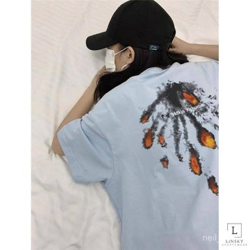 P3-[限時特賣]T恤 短袖T恤 短袖上衣 女生上衣高品質純棉200剋精梳緊密100%棉直播衕品(前後印花)寬鬆短袖T恤