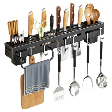 Mass 生活好物 無痕壁掛多功能刀具架 瀝水筷子筒 40cm  1組