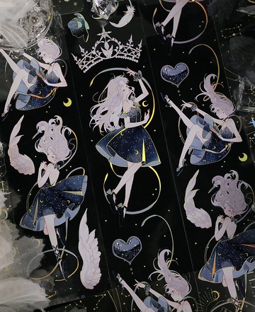 夜鶯 暗黑女主集 PET 紙膠帶 貝殼銀 10米卷