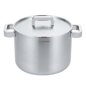 CHEFWIN 電磁爐適用 316不鏽鋼 3.5mm 五層湯鍋  24cm  銀色  1個