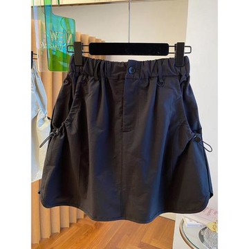 大碼山本工裝黑色半身短裙女夏季胖mm顯瘦a字遮肚小個子包臀半裙