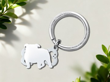 口袋裡的小狗狗-不鏽鋼英國鬥牛犬鑰匙圈